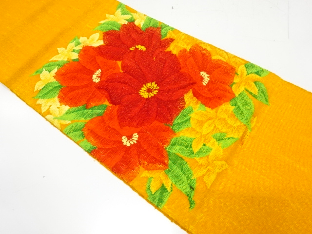 JAPANESE NAGOYA OBI / MAWATA TSUMUGI / WOVEN FLOWER